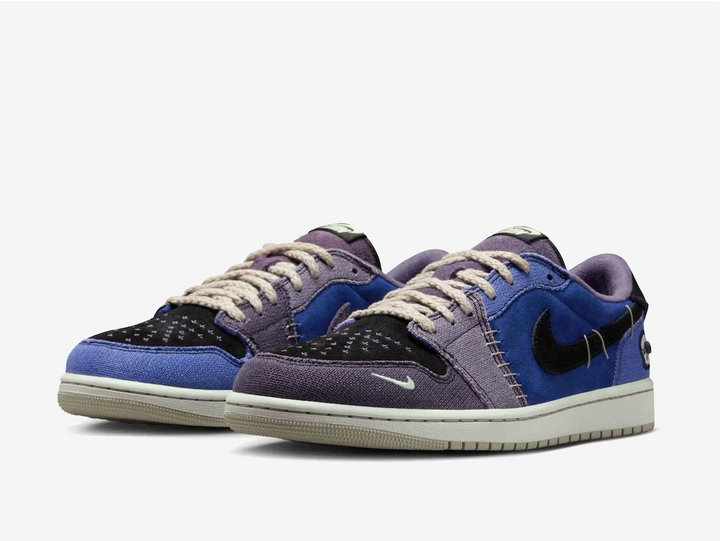 Dressed in regency purple, vapor green, black, dark raisin, daybreak, and light silver, the colorway nods to the city’s vibrant spirit and Zion’s bold on-court energy. A mix of premium suede, rough-textured canvas, and mismatched panels gives the shoe a handcrafted aesthetic, while inverted Swooshes and reversed branding inject a rebellious edge that’s hard to miss.