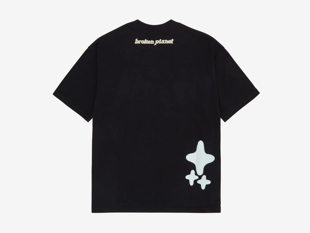Exclusive Broken Planet T-Shirt featuring a black, cream and blue colour scheme.