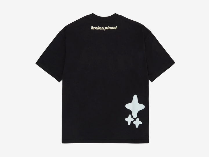 Exclusive Broken Planet T-Shirt featuring a black, cream and blue colour scheme.
