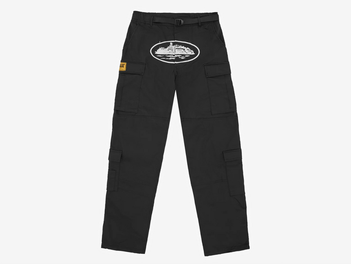 Corteiz Alcatraz Cargo Trousers Black White