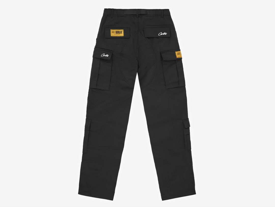 Corteiz Alcatraz Cargo Trousers Black White