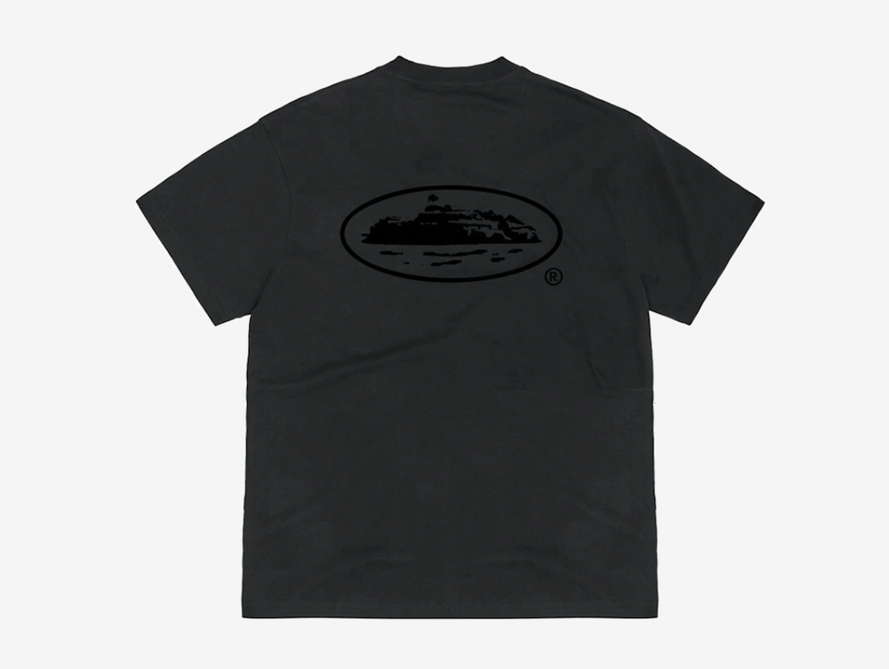 Exclusive Corteiz Island Tee in a triple black colourway.