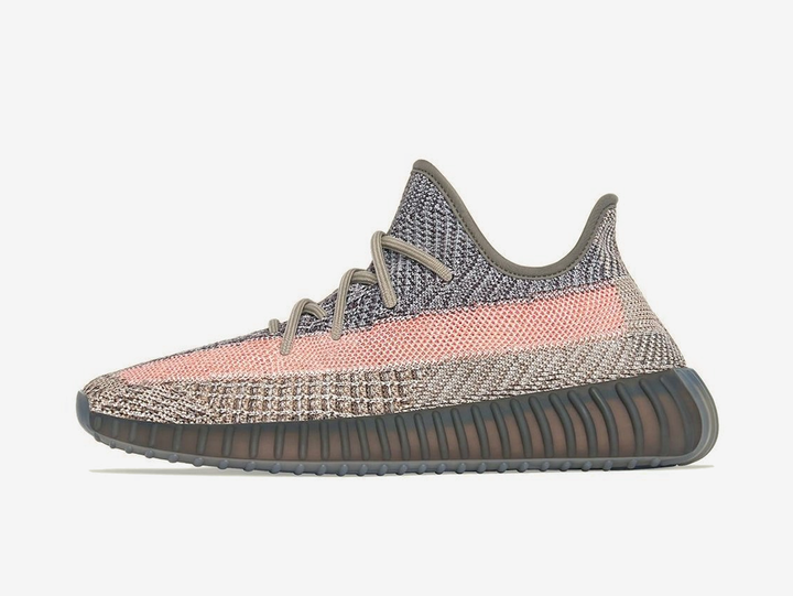Exclusive Yeezy shoes with a unique colour scheme.