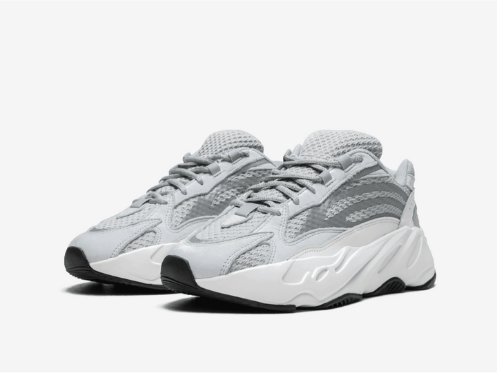 Classic and comfortable Yeezy shoes with a white and grey colourway.