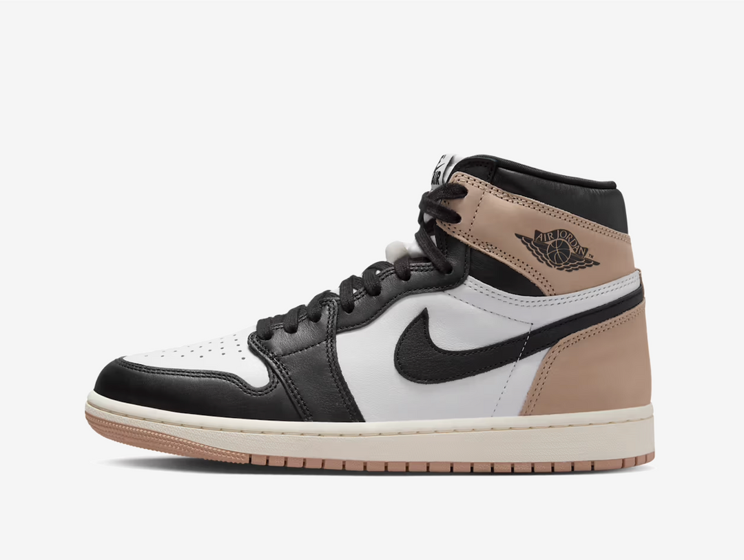 Exclusive Air Jordan 1 sneakers in a brown, white and black colourway.