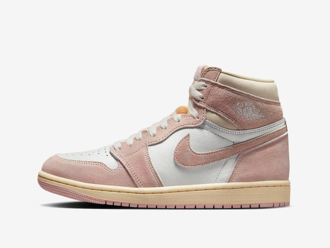 Exclusive Jordan 1 sneakers in a pink and white colourway.