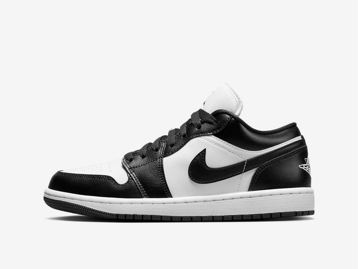 Classic Jordan 1 Low shoes with a white, and black colourway.