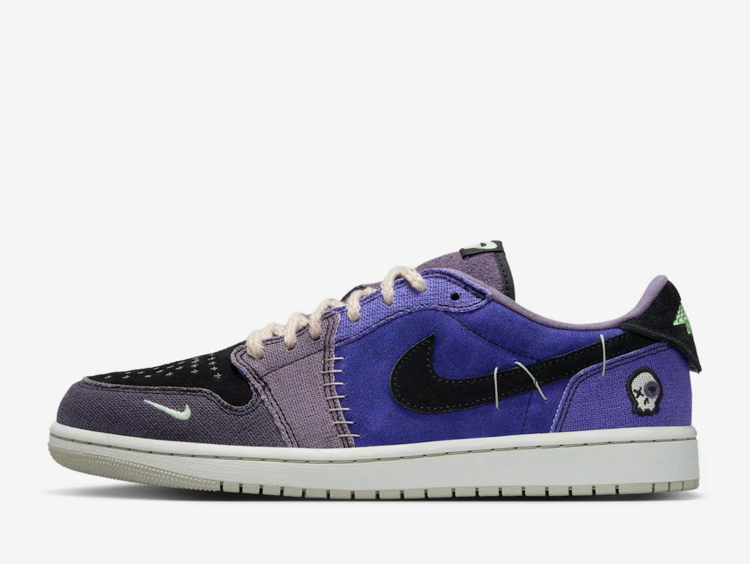 Dressed in regency purple, vapor green, black, dark raisin, daybreak, and light silver, the colorway nods to the city’s vibrant spirit and Zion’s bold on-court energy. A mix of premium suede, rough-textured canvas, and mismatched panels gives the shoe a handcrafted aesthetic, while inverted Swooshes and reversed branding inject a rebellious edge that’s hard to miss.