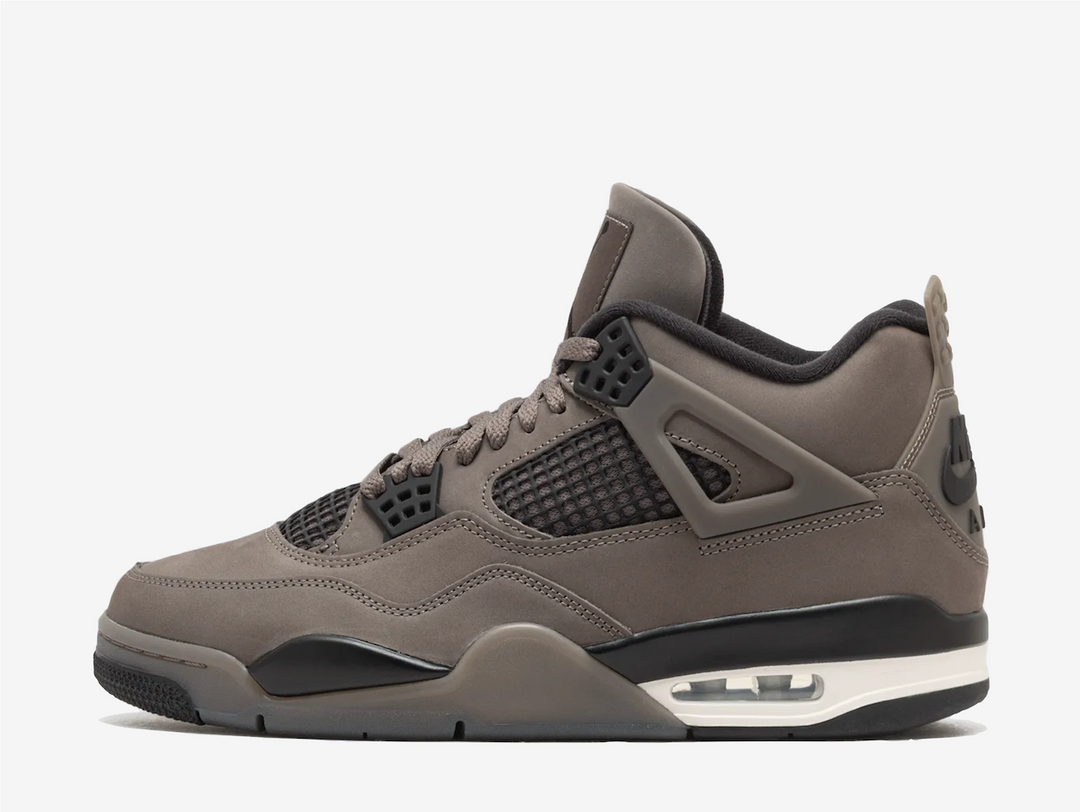 Kitted out in a smooth suede or nubuck upper, the two shades of brown complement the AJ4's timeless panelling. Black detailing across the midsole, support wings and side netting plays well to the cave stone's muted hues while ensuring that this colourway still has a solid forty yard read.