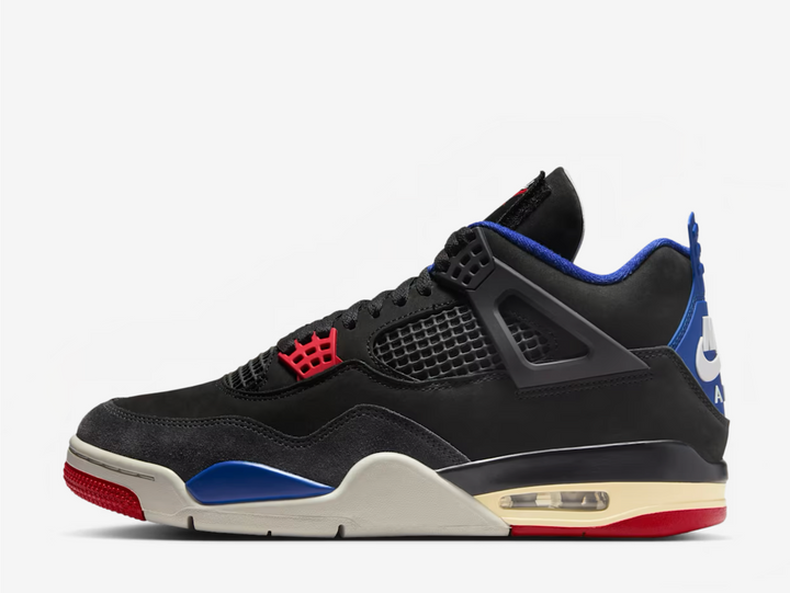 A fresh interpretation of the AJ4 "Rare Air" series is here. The premium mix of leather and suede combine with signature Jumpman DNA colors to honor Jordan heritage. Nike Air heel branding, stamped "Rare Air" insoles and removable tongue patches create a rare edition that reminds us how to turn flaws into awes.