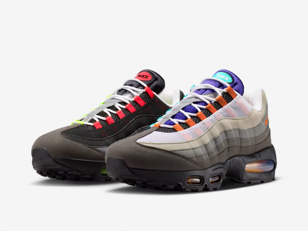 Built on opposing stories told through asymmetric blocking, this edition reverses the signature grey gradient and swaps in a crisp white midsole for a lighter, brighter edge. Each step is a visual contradiction, pulling from decades of design into a single chaotic masterpiece that rewrites the rules while honouring every version that came before.