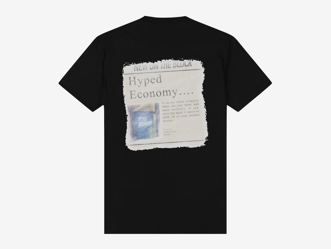 Hyped Economy Newspaper T-Shirt Black