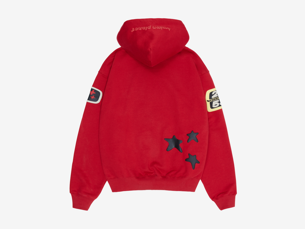 Exclusive Broken Planet hoodie in a red colourway.
