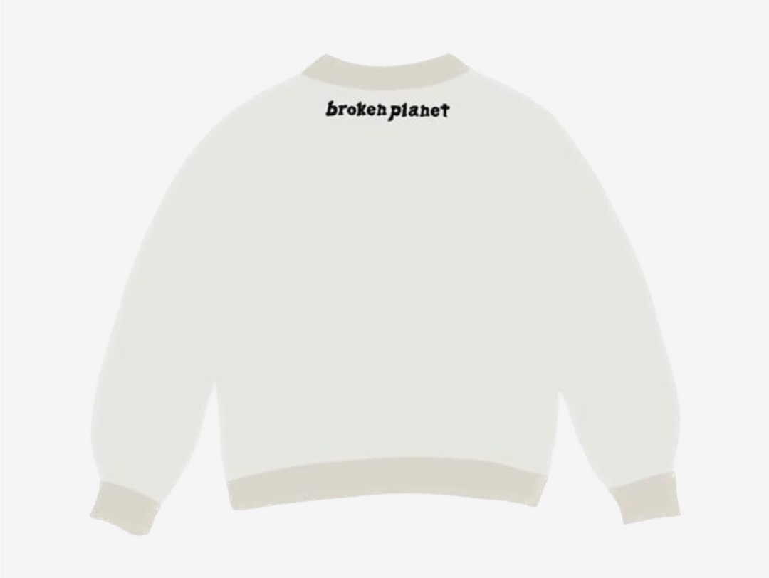 Exclusive Broken Planet Sweatshirt with a cream colourway.