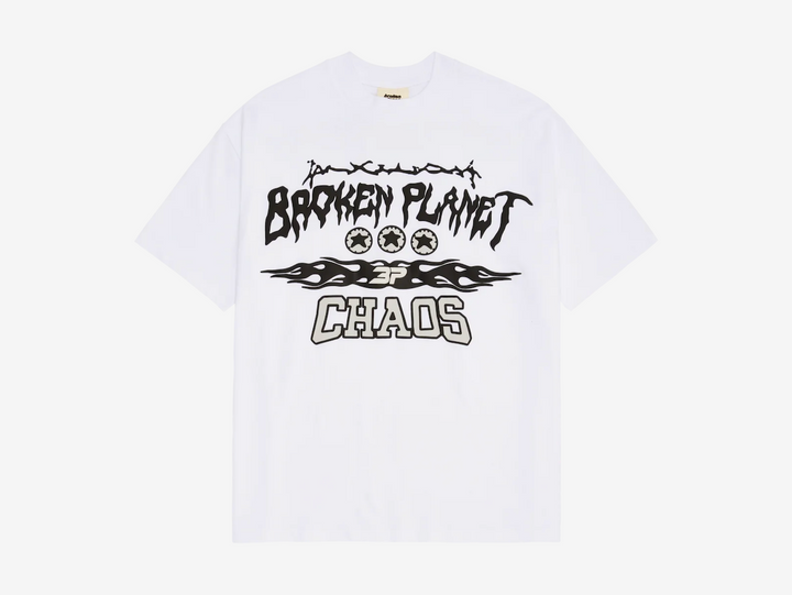 Classic Broken Planet T-Shirt in a white and black colour scheme.