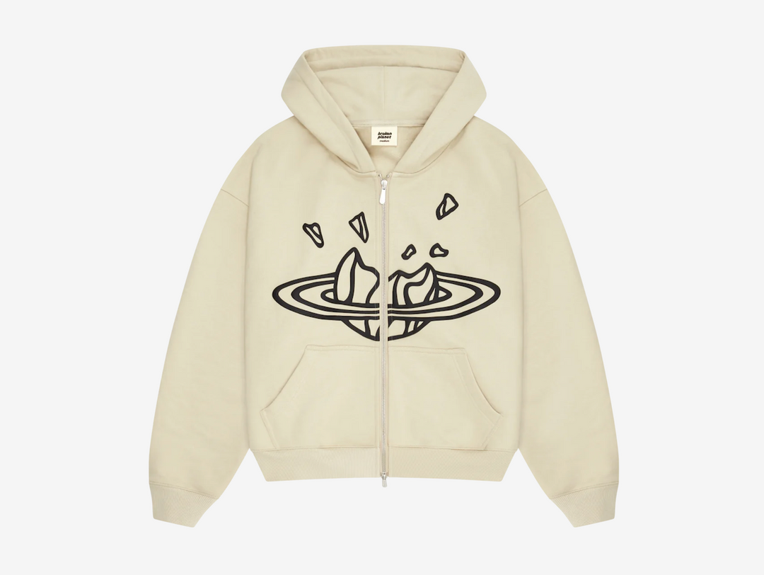 Broken Planet Zip Up Hoodie Bone White Hyped Economy
