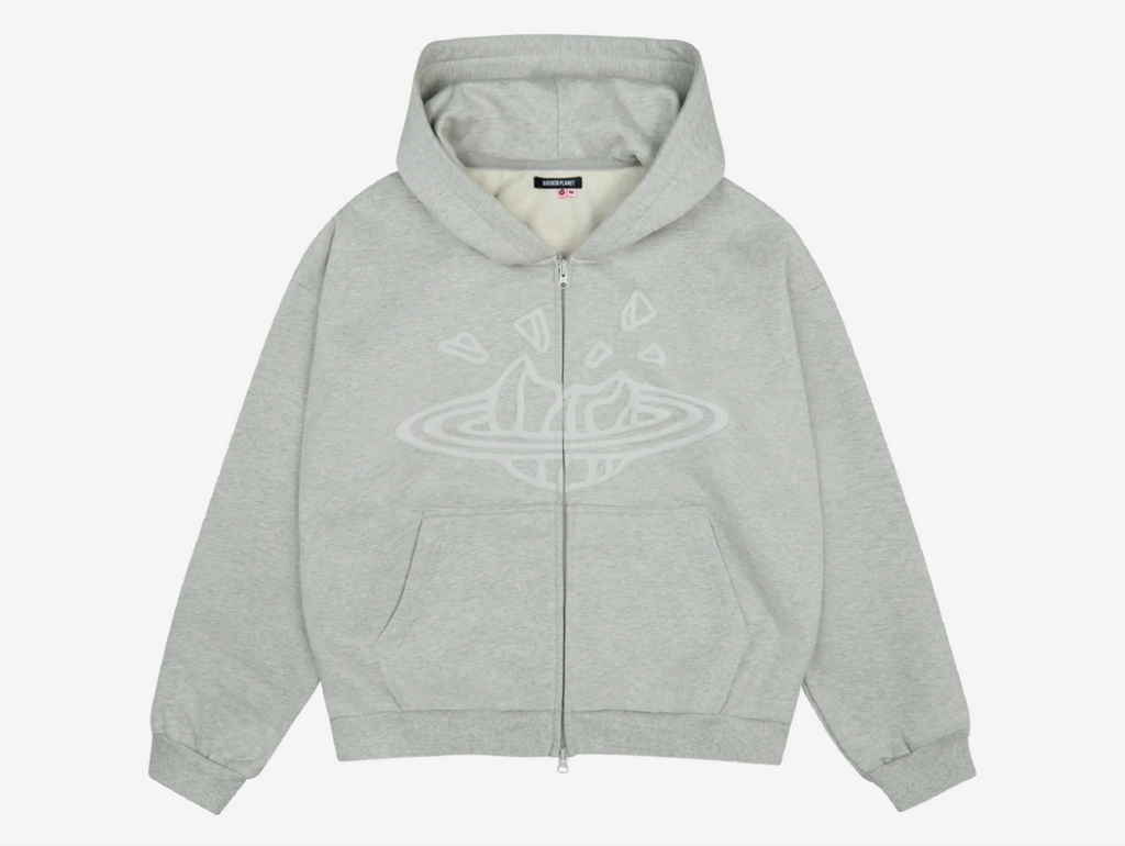 Broken Planet Zip-Up Hoodie Ash Grey – Hyped Economy