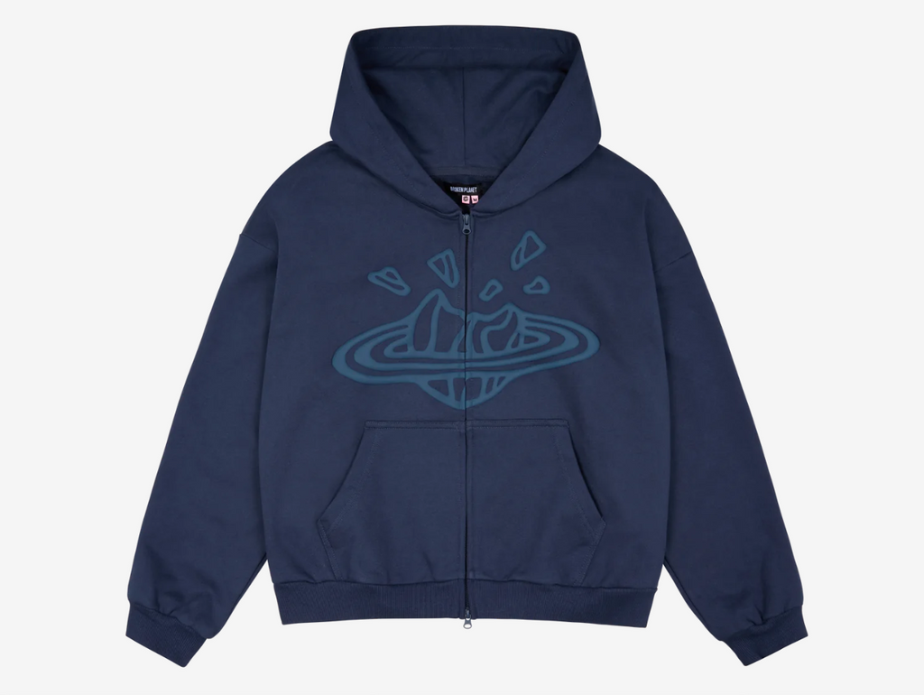 Broken Planet Zip-Up Hoodie Deep Navy – Hyped Economy