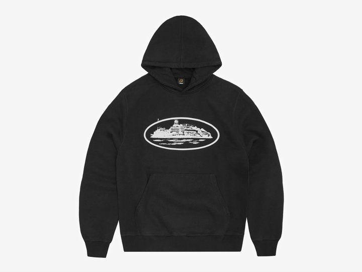 Crafted from heavyweight 430GSM 100% cotton fleece, this hoodie delivers structure, comfort and durability. It features a screen-printed Alcatraz logo on the chest, coverstitch detailing throughout, a classic kangaroo pocket, and ribbed cuffs and hem. Finished in a true-to-size, boxy relaxed fit.