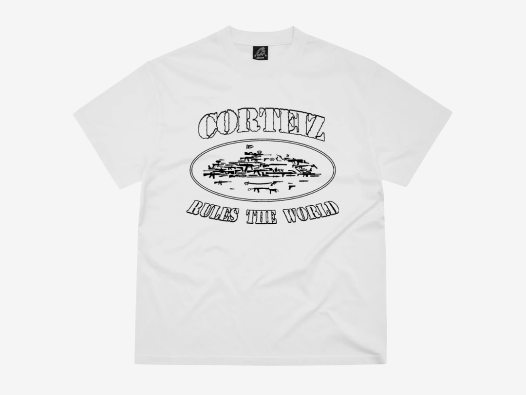 The Corteiz Artillery T-Shirt in White / Black combines Corteiz’s signature military-inspired aesthetic with a clean everyday silhouette. Crafted from premium 220 GSM heavyweight cotton, the tee offers a structured feel while remaining comfortable for daily wear. Finished with a ribbed crew neckline and the iconic Artillery graphic across the chest, it delivers a relaxed fit with a premium streetwear finish. Made from 100% cotton and designed to fit true to size.
