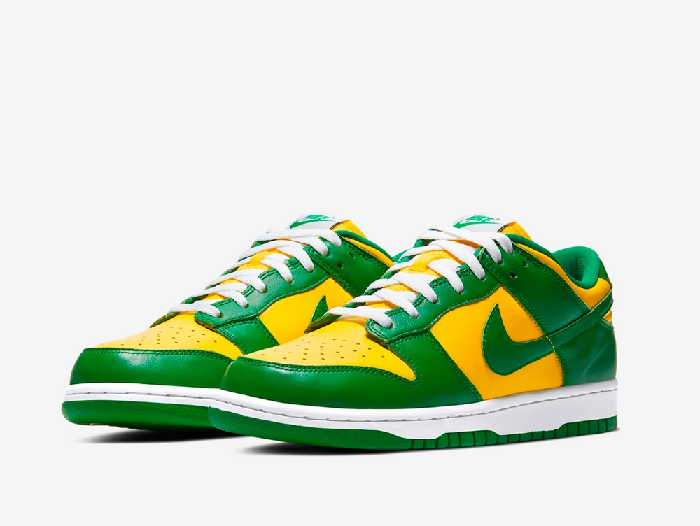 Exclusive Nike Dunk sneakers in a yellow and green colourway.