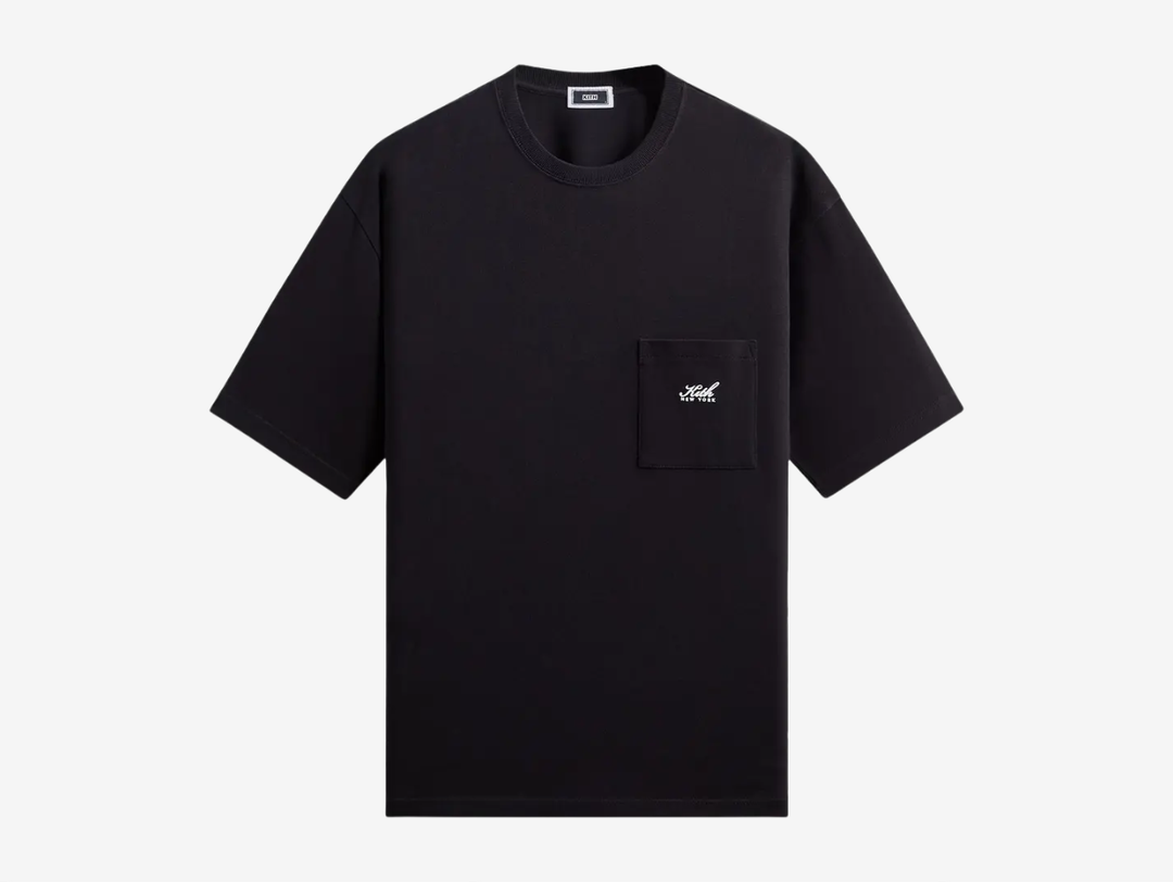 Crafted from 265 GSM cotton jersey, the Quinn Tee offers a structured drape with a balanced, comfortable fit. It features a ribbed crew neckline, a chest pocket accented with flocked Kith branding, and a piece-dyed finish that offers a worn-in look.