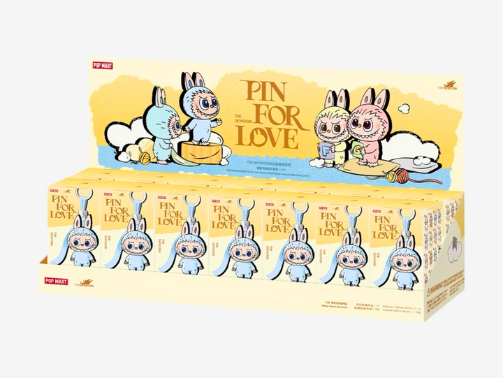 This Pop Mart Labubu The Monsters: Pin For Love Set includes a sealed collection of 14 blind-box plush pendant keychains — from letters A through M — each featuring the mischievous Labubu character rendered in a soft plush exterior and durable vinyl shell. Designed to clip onto bags, keys, or phone straps, each pendant carries its own unique personality and charm, encapsulating the playful love-letter motif of the series.