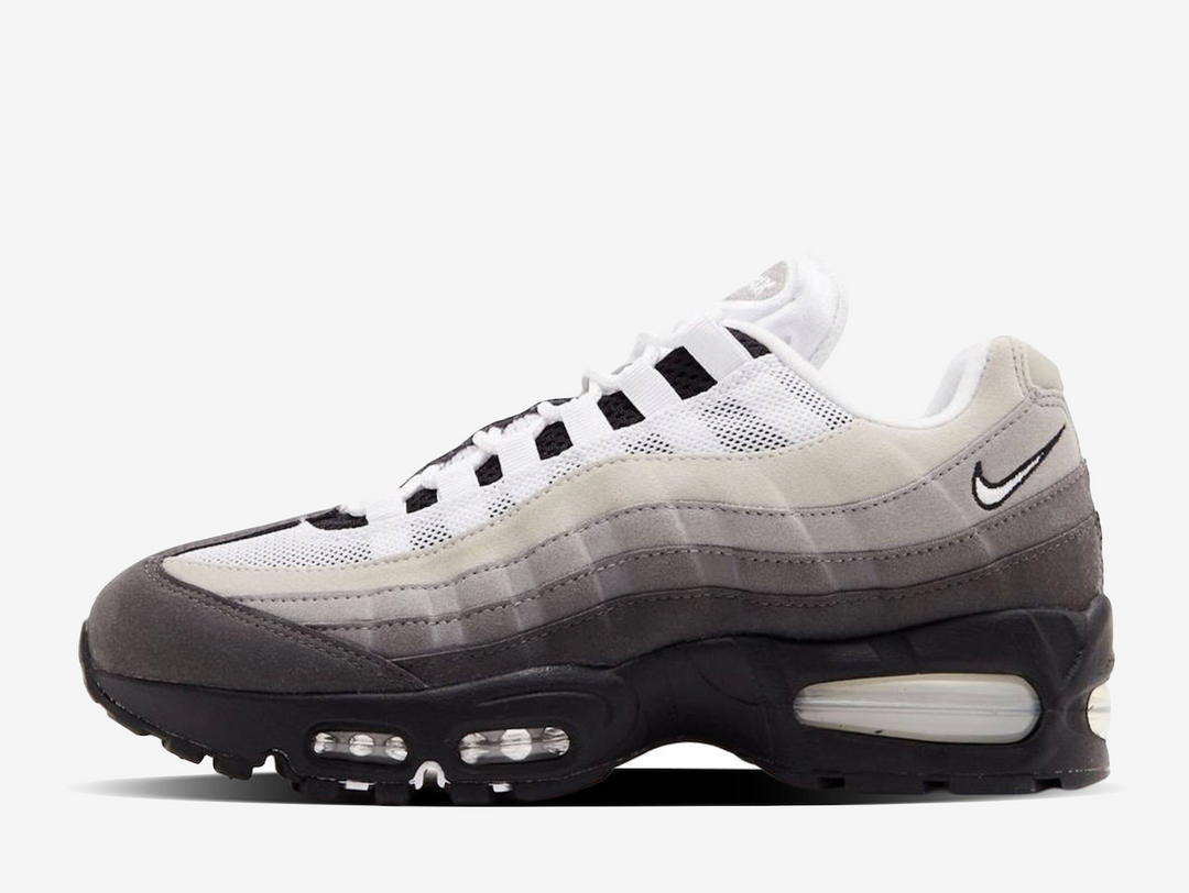 The Air Max 95 OG Big Bubble “Granite” revives a foundational colorway with modern upgrades, dressing the iconic silhouette in layered shadow tones. Black and medium ash sweep across the gradient panels, while dark pewter accents add depth. The updated Big Bubble cushioning enhances comfort and nostalgia, balancing functional minimalism with heritage design. Its restrained palette lets the layered construction shine, delivering a versatile lifestyle shoe that proves sport-inspired classics never fade.