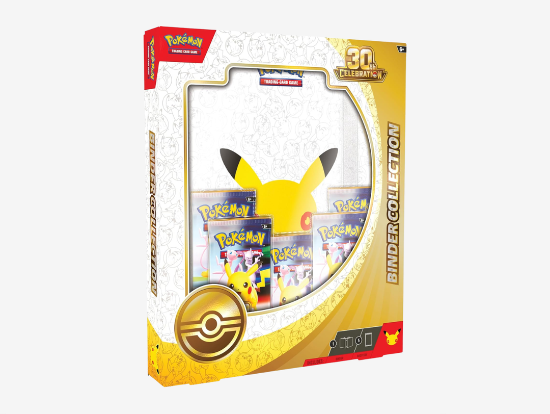 The Pokémon TCG 30th Celebration Binder Collection combines five anniversary booster packs with a themed 9-pocket binder designed to showcase and protect your collection. Ideal for collectors building out the special 30th Celebration set.