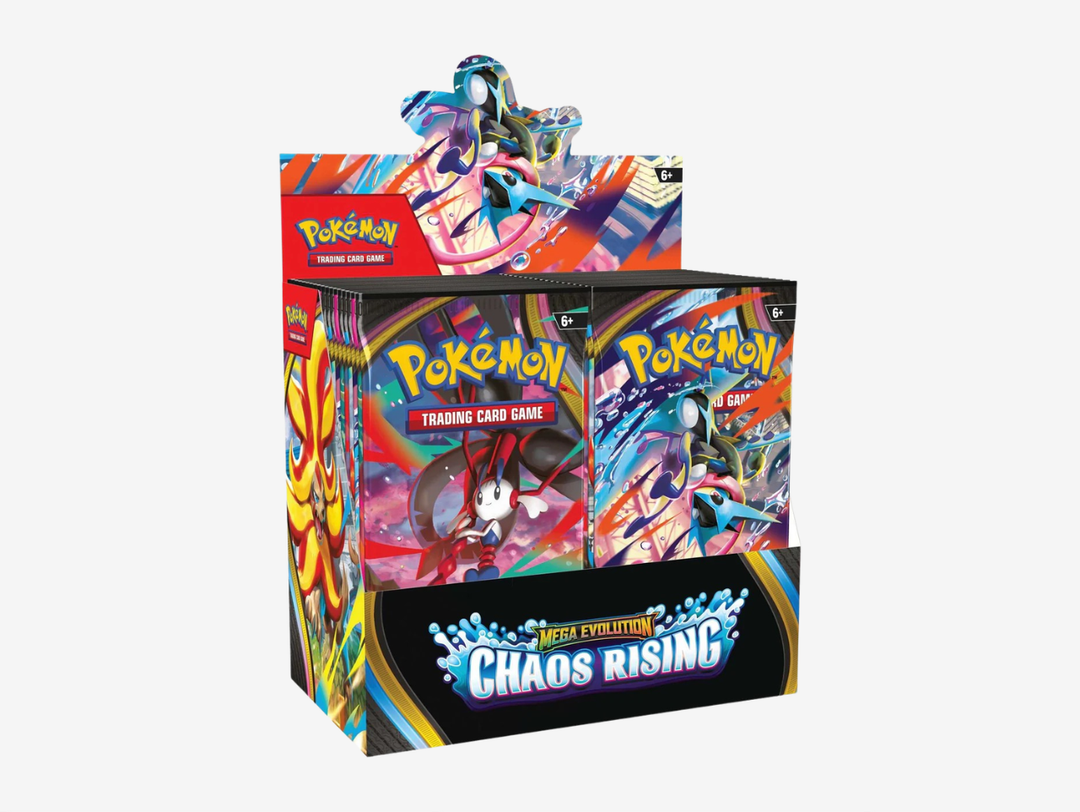 The Pokémon TCG: Mega Evolution Chaos Rising Display Booster Box is the ultimate choice for collectors and Trainers looking to experience the full Chaos Rising expansion. Packed with booster packs from the latest set, it gives you the best opportunity to uncover rare cards, powerful Pokémon, ultra-rare pulls, and competitive additions for your deck. Perfect for collectors, sealed product enthusiasts, and players chasing the biggest hits from the Chaos Rising set.