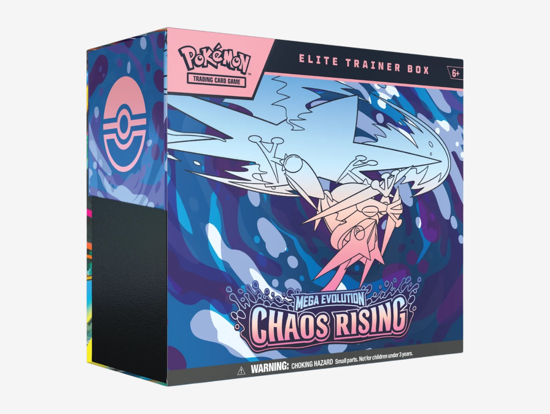 The Pokémon TCG: Mega Evolution Chaos Rising Elite Trainer Box is the perfect way to experience the latest expansion, combining booster packs with essential gameplay accessories in one collectible set. Whether you’re building your deck, growing your collection, or chasing rare pulls, the Chaos Rising Elite Trainer Box offers plenty of opportunities to discover powerful Pokémon and standout cards from the set. Ideal for both collectors and competitive players alike.
