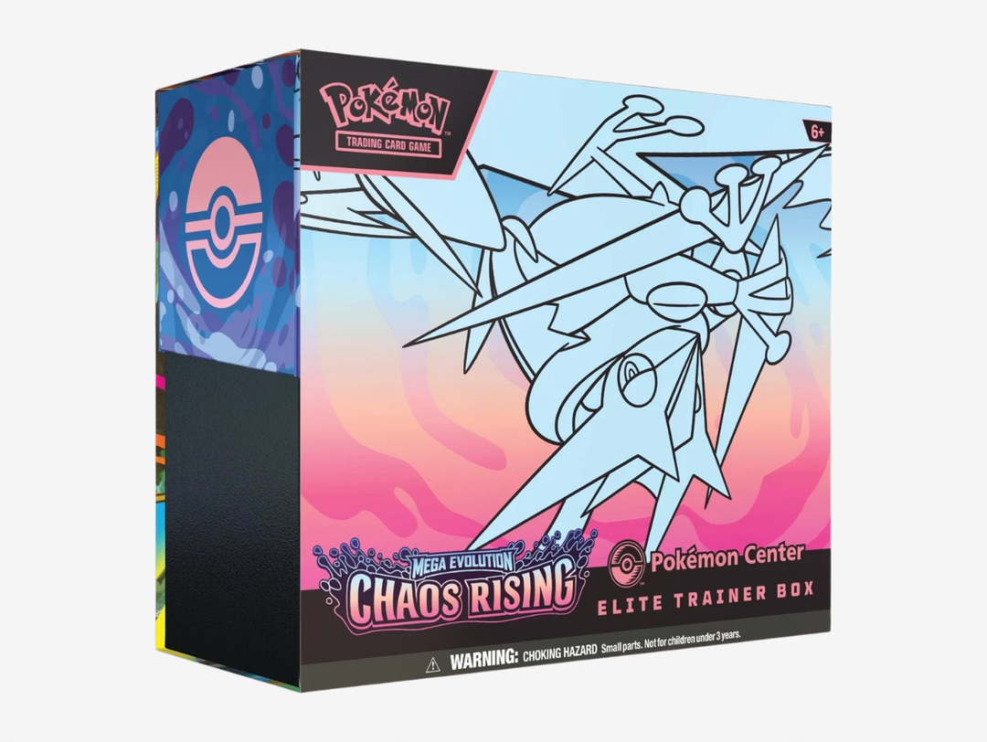 The Pokémon TCG: Mega Evolution Chaos Rising Pokémon Center Elite Trainer Box is a premium collector’s edition packed with exclusive accessories and booster packs from the latest expansion. Designed for dedicated Trainers and collectors, it includes everything needed to enhance your gameplay experience while offering the chance to pull rare cards, powerful Pokémon, and standout hits from the Chaos Rising set. A must-have for sealed collectors and fans looking for the most exclusive version of the release.