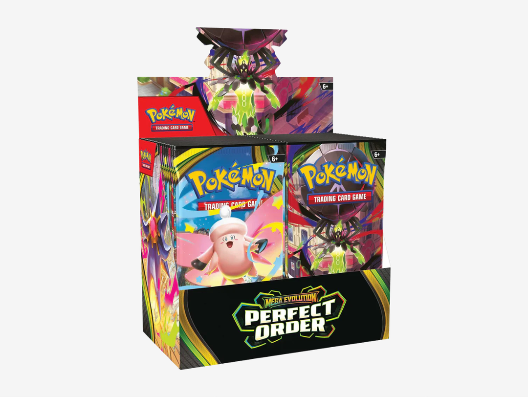 The Pokémon TCG: Mega Evolution Perfect Order Display Booster Box is a great choice for Trainers and collectors looking to expand their collection with cards from the Mega Evolution Perfect Order expansion. Featuring 30 booster packs, this display box offers the chance to pull powerful Pokémon ex, rare Trainer cards, and collectible full-art cards to strengthen your deck or collection. Perfect for both collectors and players, this box is an easy way to discover new cards and chase standout pulls.