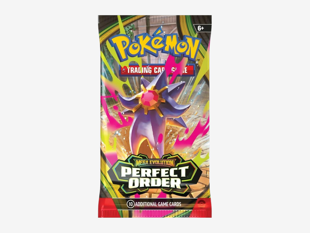The Pokémon TCG: Mega Evolution — Perfect Order Booster Pack explores the Kalos region with Mega-Evolved Pokémon and Pokémon ex at the centre of the expansion. Look out for standout cards including Mega Zygarde ex, new Trainer cards, Special Energy and sought-after illustration rares throughout the set.