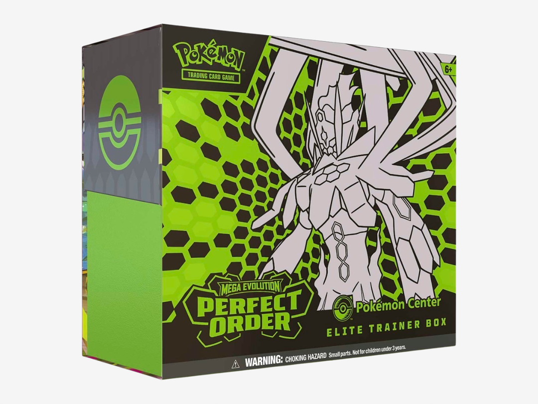 The Pokémon TCG: Mega Evolution Perfect Order PKC Elite Trainer Box is a premium set designed for Trainers looking to strengthen their decks and expand their collection. Filled with booster packs from the Perfect Order expansion, it offers chances to pull powerful Pokémon, full-art Trainers, and competitive cards to enhance your lineup. The box also includes themed card sleeves, energy cards, dice, condition markers, and a player’s guide, making it perfect for both gameplay and display.