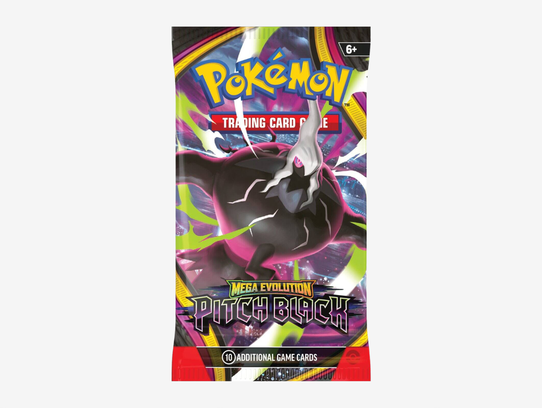 The Pokémon TCG: Mega Evolution — Pitch Black Booster Pack dives into a darker Mega Evolution expansion led by Mega Darkrai ex, Mega Zeraora ex, Mega Chandelure ex and Mega Excadrill ex. Each pack offers the chance to uncover powerful Pokémon ex, special illustration cards and some of the set’s most collectible pulls.