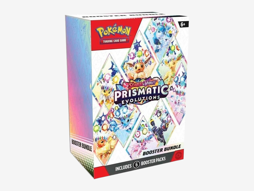 The Pokémon TCG: Prismatic Evolutions 6-Pack Booster Bundle is perfect for Trainers and collectors looking to expand their collection with the iconic original Pokémon lineup. Featuring six booster packs from the Prismatic Evolutions expansion, it offers chances to pull rare cards, nostalgic favourites, and powerful additions for your deck. A great choice for both collectors and players looking to chase classic Pokémon and strong pulls.