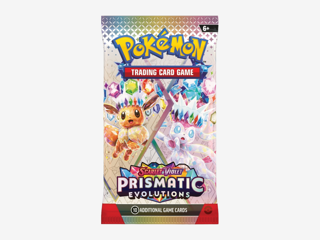 The Pokémon TCG: Scarlet & Violet — Prismatic Evolutions Booster Pack puts Eevee and its Evolutions at the centre of the expansion, including powerful Stellar Tera Pokémon ex. With special illustration rares and a wide selection of Pokémon ex to discover, it remains one of the standout sets for Eevee fans and collectors.