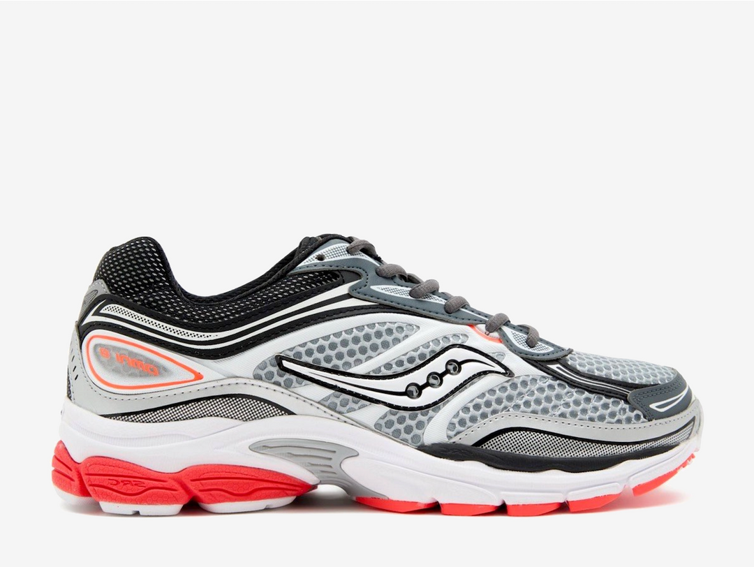 These men's ProGrid Omni 9 OG trainers channel classic sports aesthetics, with an airy open hole mesh upper with dynamic synthetic layers. With a lace fastening to lock in the fit, they sit on a spongy foam midsole for next-level comfort. With a rubber sole for grip, these grey trainers are finished with pops of red and Saucony branding.
