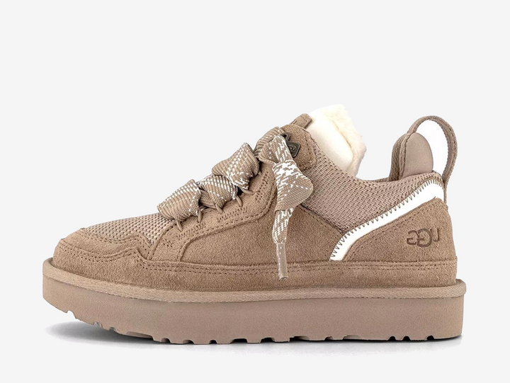 The UGG Lowmel Mushroom arrives in soft earthy neutral tones, giving the sneaker-inspired silhouette an understated everyday look. Layered suede and textile panels add texture, while the cushioned sole delivers signature UGG comfort.