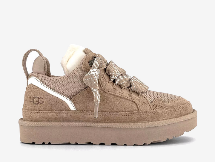 The UGG Lowmel Mushroom arrives in soft earthy neutral tones, giving the sneaker-inspired silhouette an understated everyday look. Layered suede and textile panels add texture, while the cushioned sole delivers signature UGG comfort.