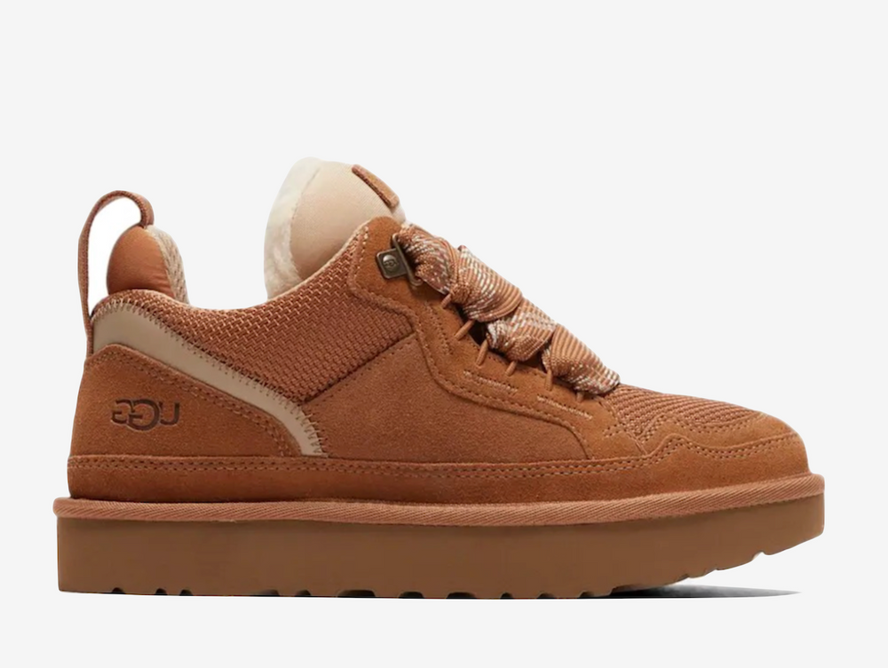 Exclusive UGG Lowmel Trainers in a chestnut brown colour scheme.