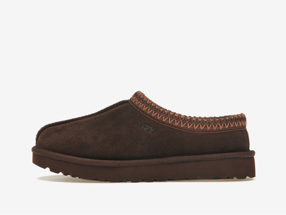 Exclusive UGG Tasman Slippers in a deep red brown colourway.