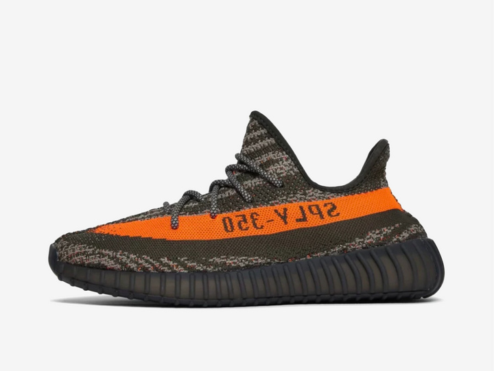 Timeless Yeezy sneakers in a classic orange and black colour scheme.