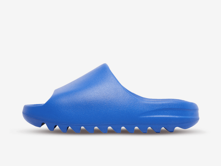 Exclusive Yeezy shoes with a unique blue colour scheme.