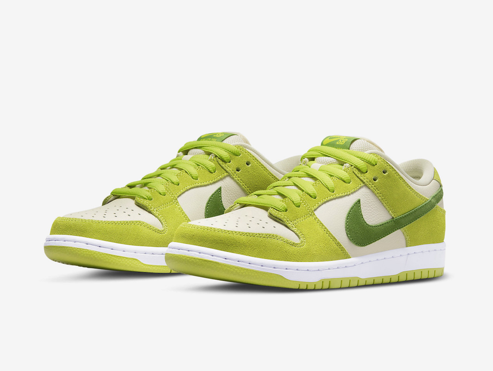 Exclusive Nike Dunk shoes with a unique green colour scheme.