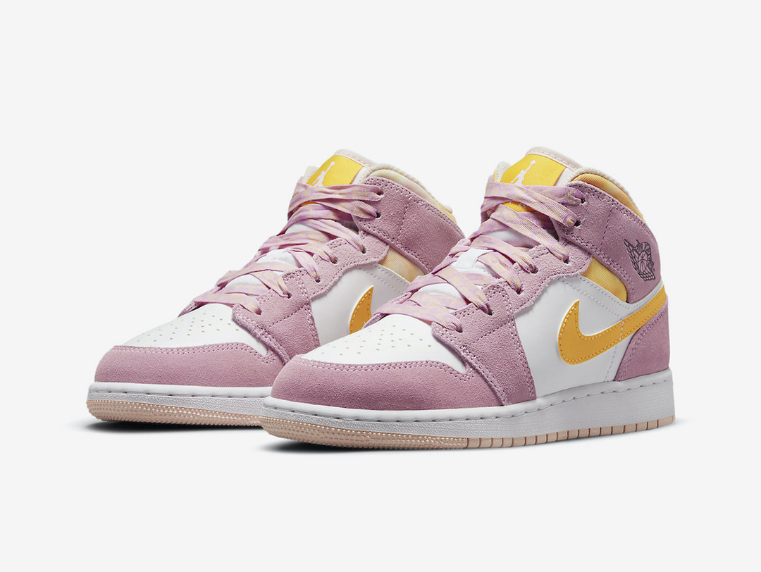 Pink and yellow jordans best sale