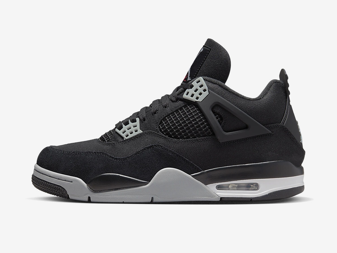 Classic Jordan 4 shoes with an all black colourway.