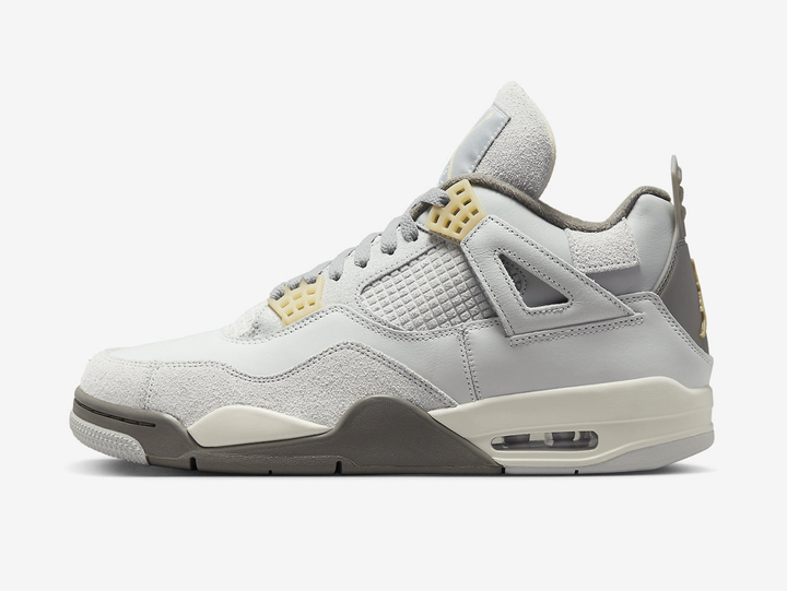 Timeless Jordan 4 sneakers in a classic grey colour scheme.