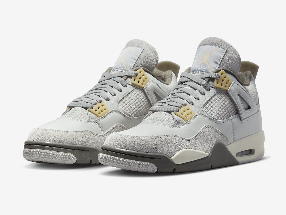 Timeless Jordan 4 sneakers in a classic grey colour scheme.